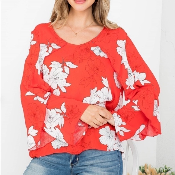 New ODDY Coral Floral Print Blouse - Picture 2 of 11